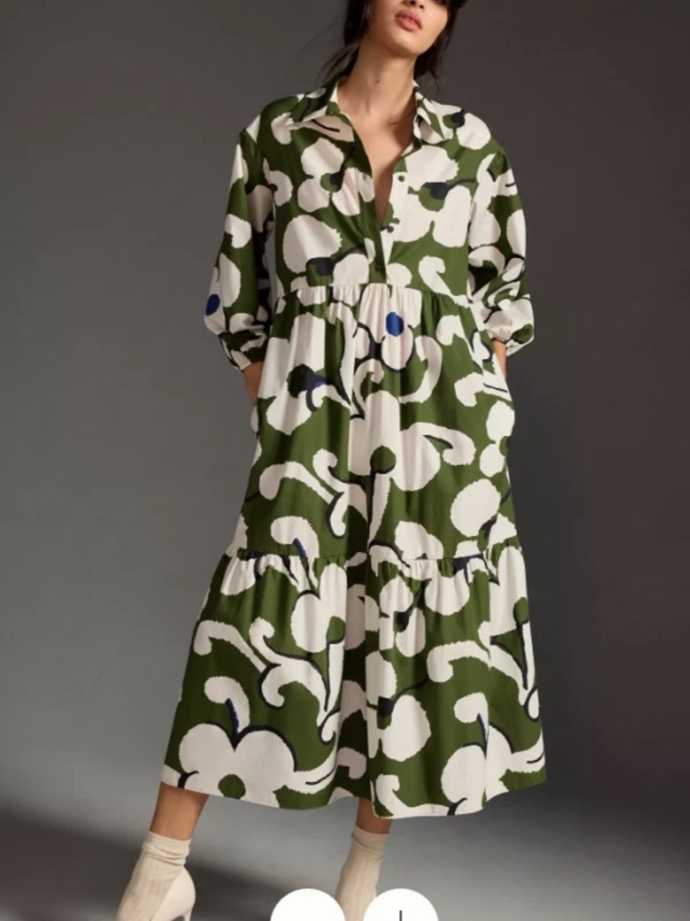 Maeve shirt dress floral green medium